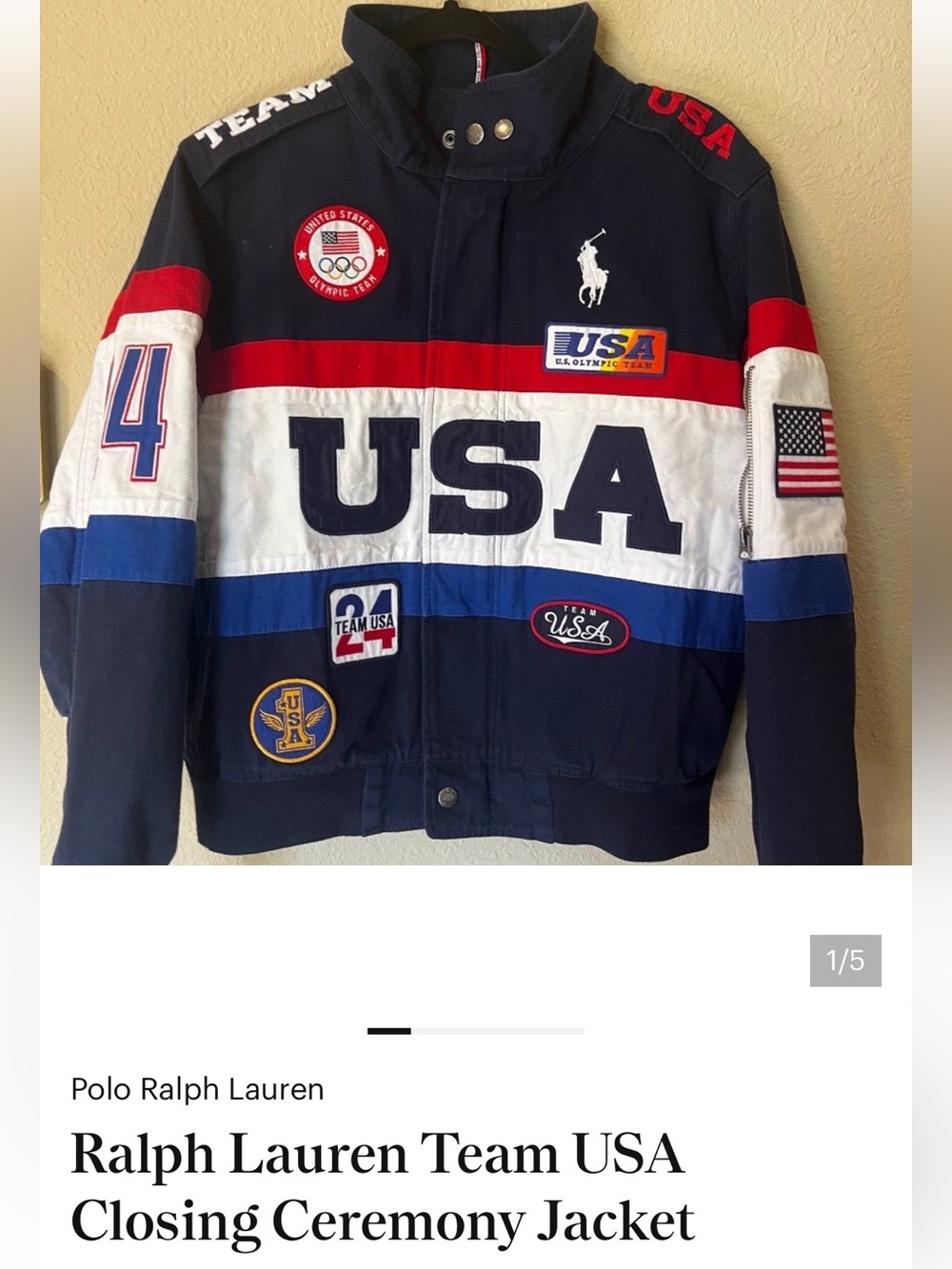 ISO Polo Ralph Lauren Navy Olympics USA Bomber Jacket